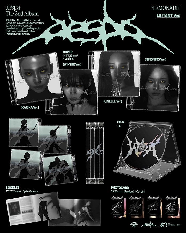 **aespa - The 2nd Album [LEMONADE] (MUTANT Ver.) (Random) (Set)** — authentic K-POP merch sold by BYIT KPOP, fast worldwide shipping PHOTOCARD PHOHOCARD MARKET PHOCA  - 100% authentic KPOP Goods by **BYIT KPOP** (Lightstick, Album, Keyring, Photo Card, MD, Figure etc KPOP Merch) - Worldwide shipping, Safe and Fast delivery guaranteed (официальный лайтстик, фанлайт, кей-поп мерч) — authentic K-POP goods (официальный мерч) sold by BYIT KPOP, worldwide shipping (доставка по всему миру)